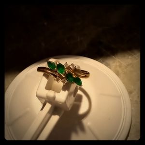 14k emerald & diamond women's ring